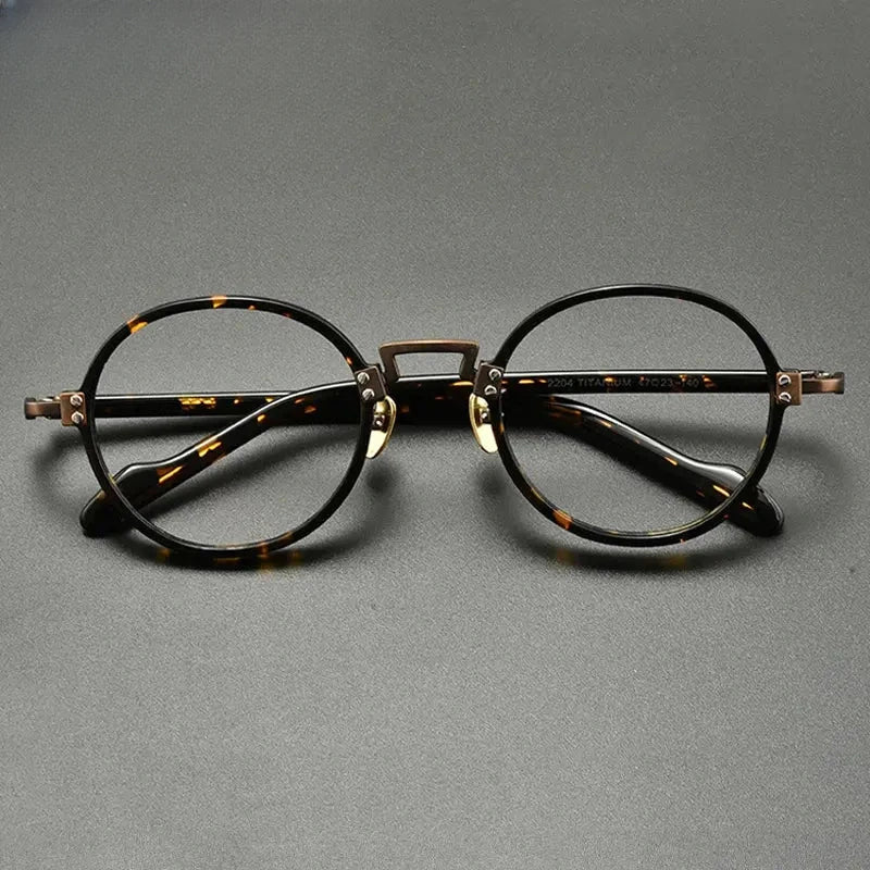 Unisex Round Full Rim Titanium Prescription Glasses Gxyj383 — view 9 | Rx Spectacle