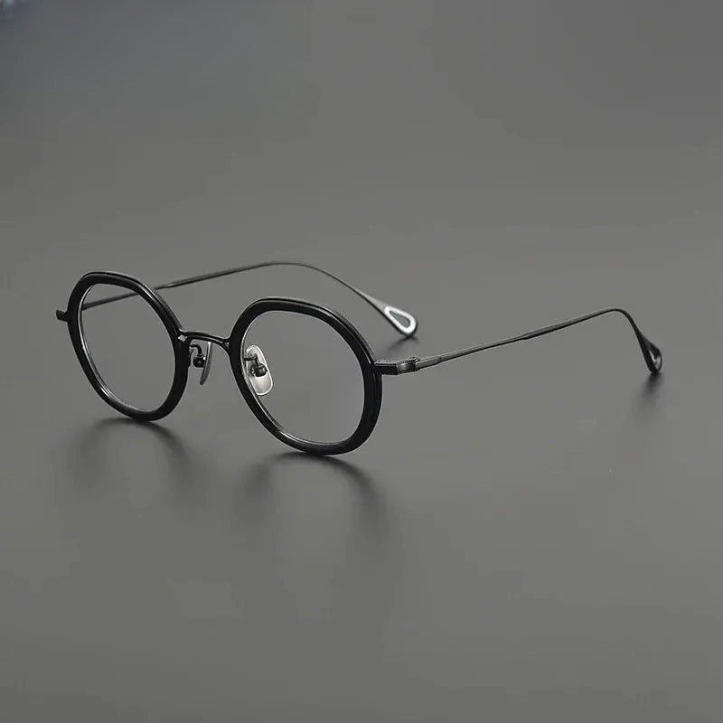 Women's Round Full Rim Titanium Flat Top Prescription Glasses G1584 — view 4 | Rx Spectacle