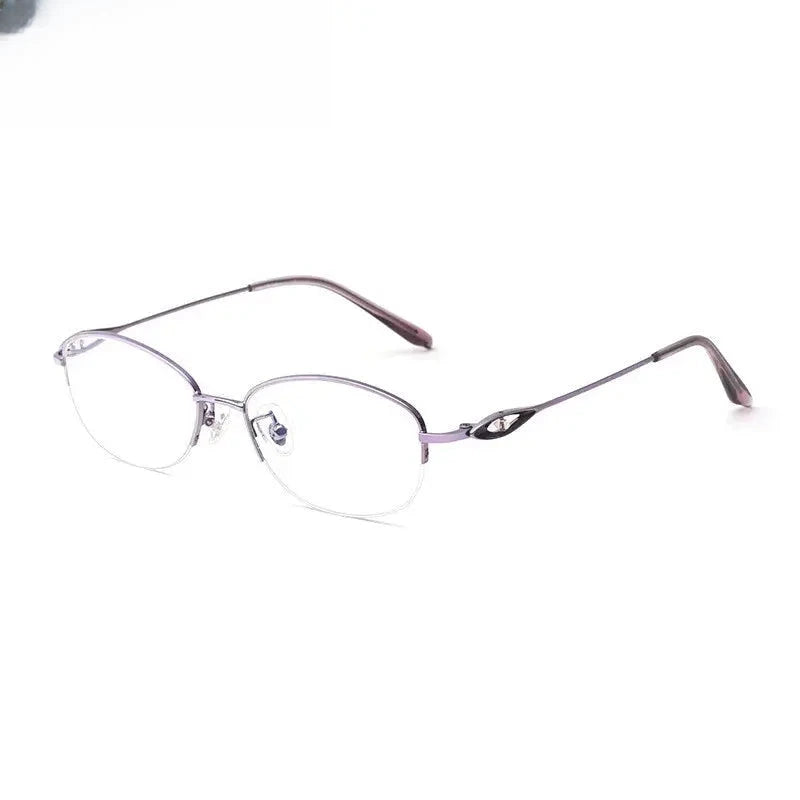 Women's Oval Semi-Rimless Titanium Prescription Glasses 951856 — view 3 | Rx Spectacle