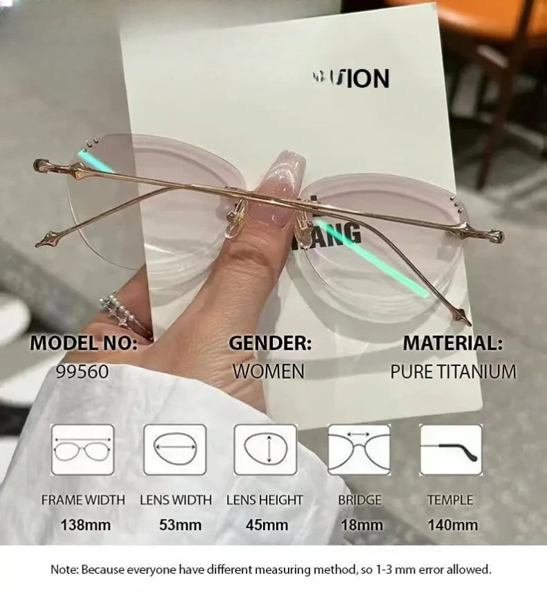 Women's Butterfly Rimless Titanium Prescription Glasses 699560 — view 2 | Rx Spectacle