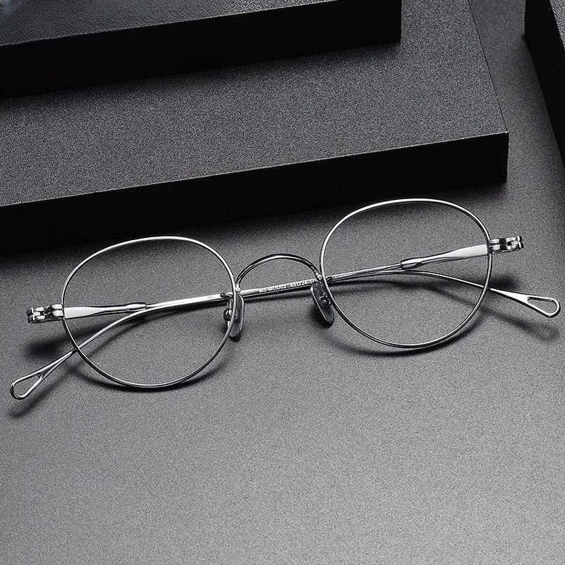 Unisex Oval Full Rim Titanium Prescription Glasses M002 — view 1 | Rx Spectacle
