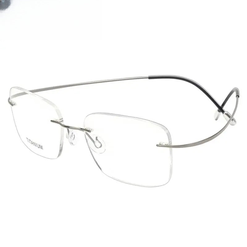 Unisex Rectangular Rimless Titanium Prescription Glasses 16016 — view 10 | Rx Spectacle