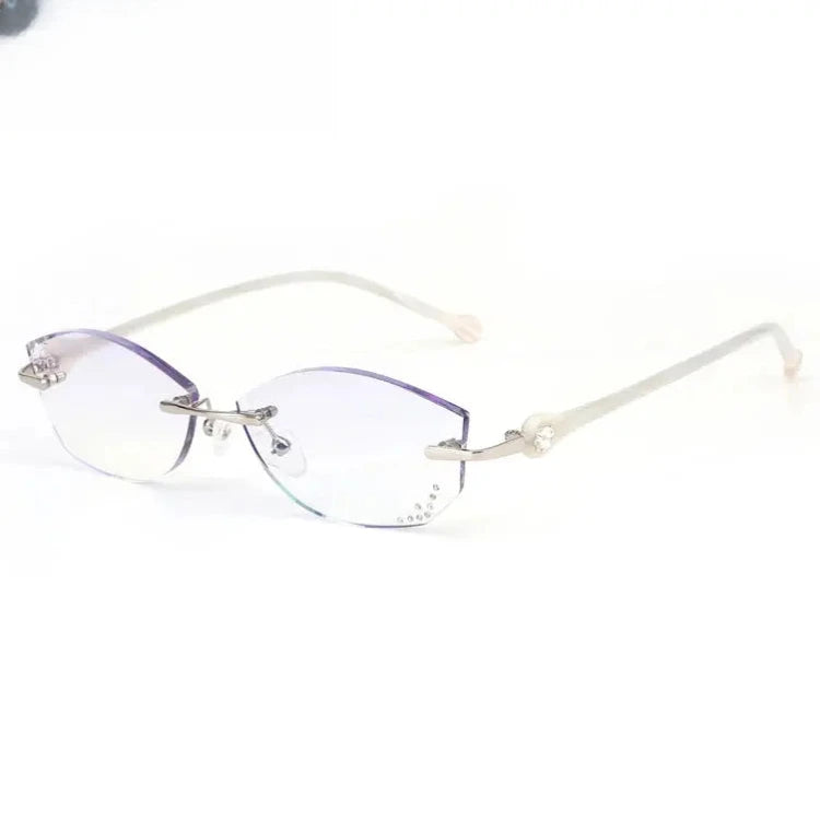 Women's Oval Rimless Titanium Prescription Glasses 77007 — view 5 | Rx Spectacle