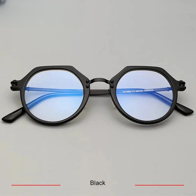 Women's Round Full Rim Titanium Flat Top Prescription Glasses 715882 — view 5 | Rx Spectacle