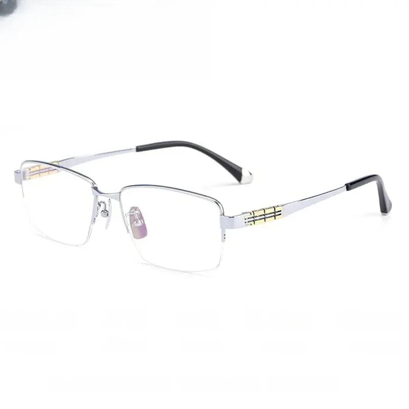 Unisex Square Semi-Rimless Titanium Prescription Glasses 880038 — view 5 | Rx Spectacle