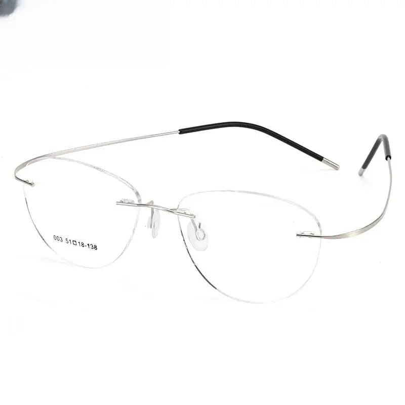 Unisex Triangle Rimless Titanium Prescription Glasses 003 — view 5 | Rx Spectacle