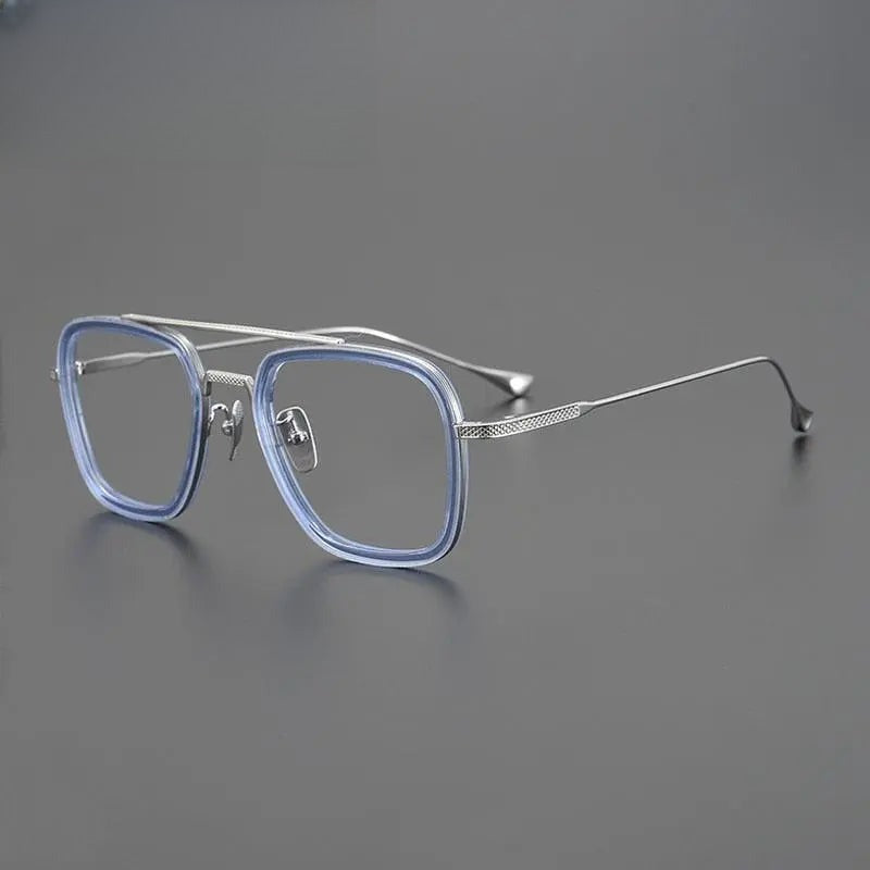 Unisex Square Full Rim Titanium Double Bridge Prescription Glasses Gxyj937 — view 1 | Rx Spectacle