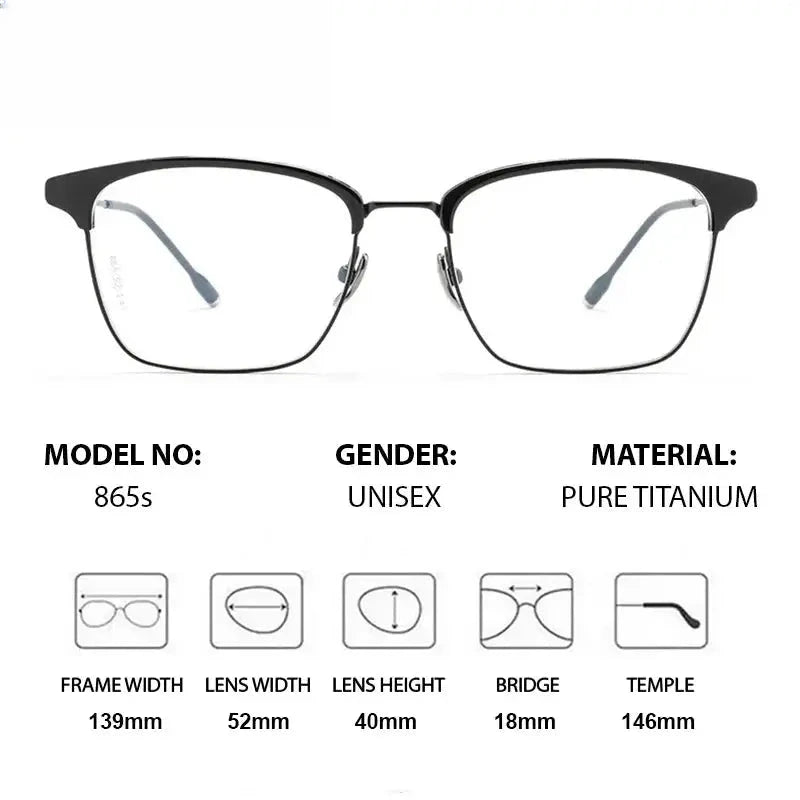 Unisex Square Full Rim Titanium Prescription Glasses 881865 — view 2 | Rx Spectacle