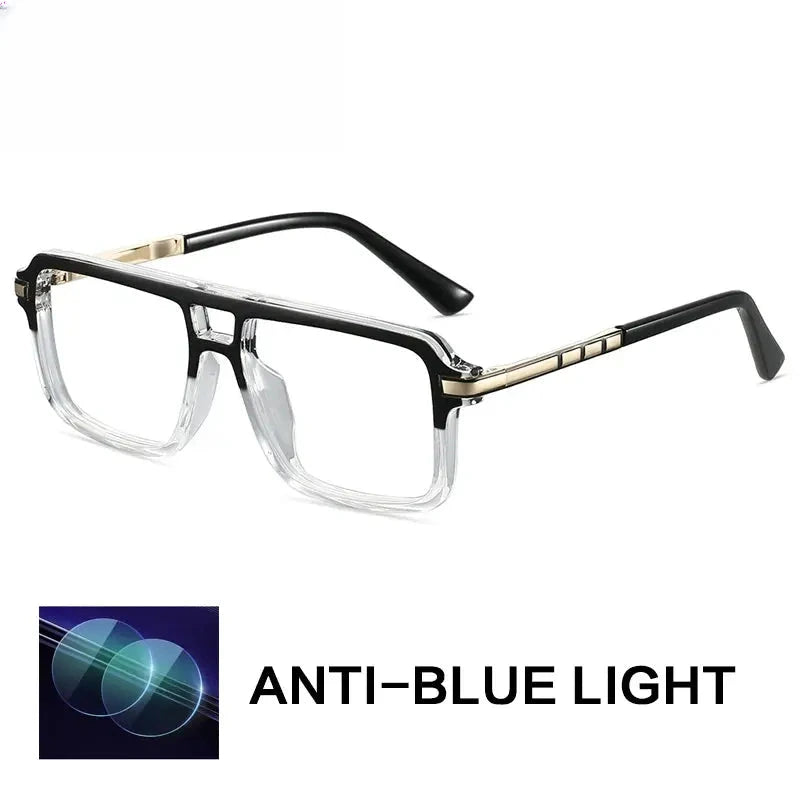 Unisex Square Full Rim Titanium Double Bridge Reading Glasses G84004 — view 6 | Rx Spectacle