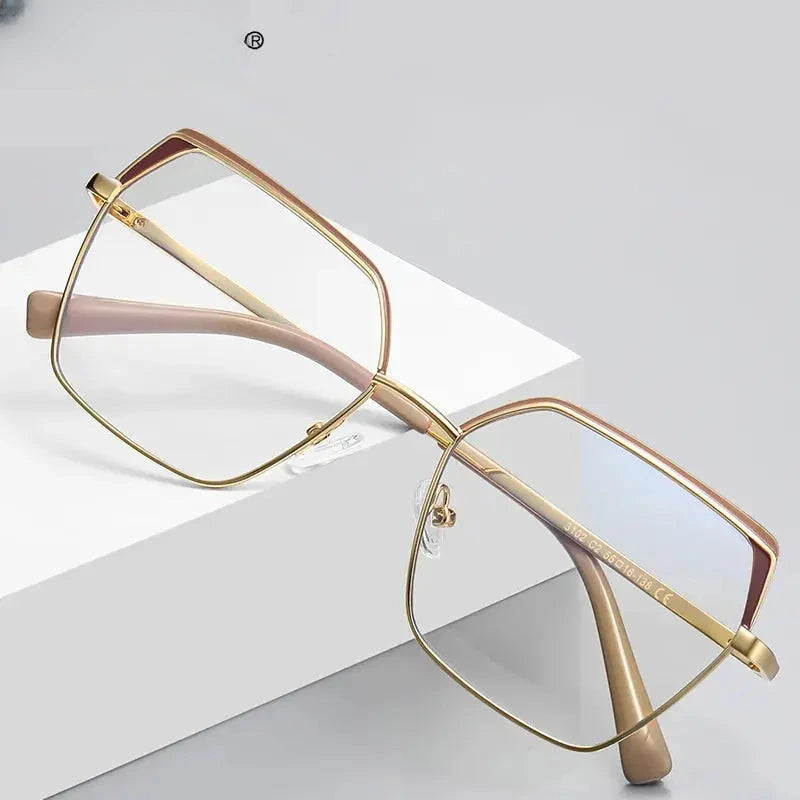 Women's Square Full Rim Alloy Reading Glasses 3102 — view 1 | Rx Spectacle