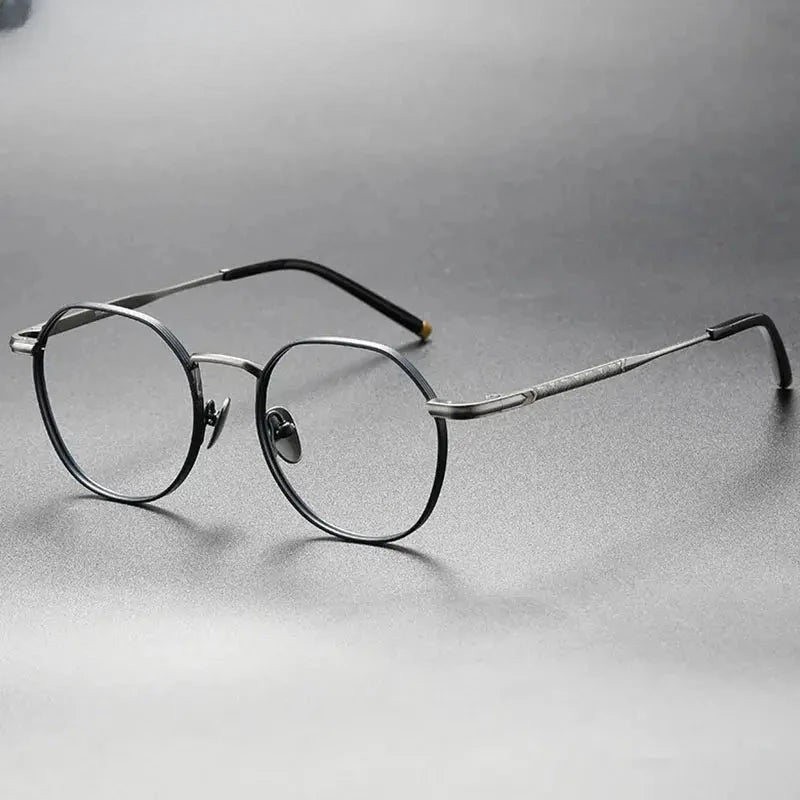 Women's Round Full Rim Titanium Flat Top Prescription Glasses 13877 — view 4 | Rx Spectacle