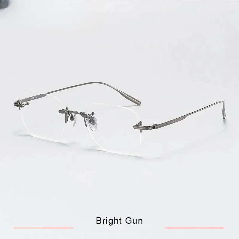 Men's Square Rimless Titanium Prescription Glasses K132 — view 9 | Rx Spectacle