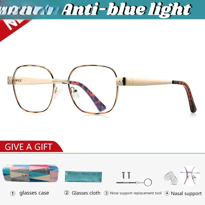 Women's Polygon Full Rim Alloy Flat Top Reading Glasses 513172 — view 8 | Rx Spectacle