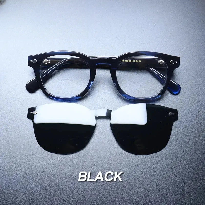 Unisex Round Full Rim Acetate Clip-On Prescription Glasses 1237 — view 21 | Rx Spectacle
