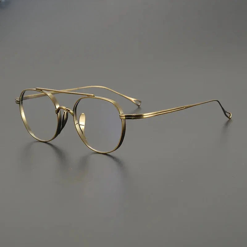 Unisex Polygon Full Rim Titanium Double Bridge Prescription Glasses 1477 — view 2 | Rx Spectacle