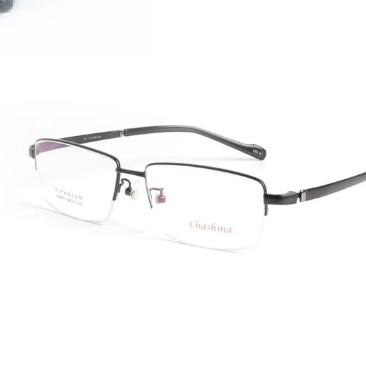 Square Semi-Rimless Titanium Oversized Prescription Glasses 8911 — view 1 | Rx Spectacle