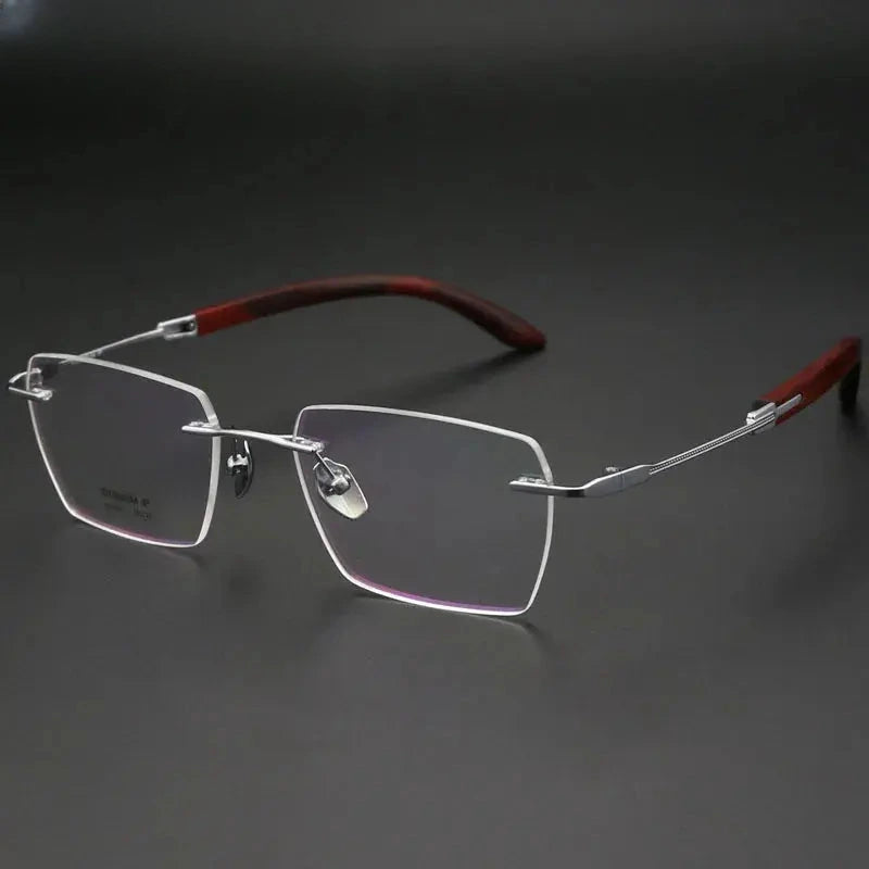 Unisex Polygon Rimless Titanium Prescription Glasses 312329 — view 4 | Rx Spectacle
