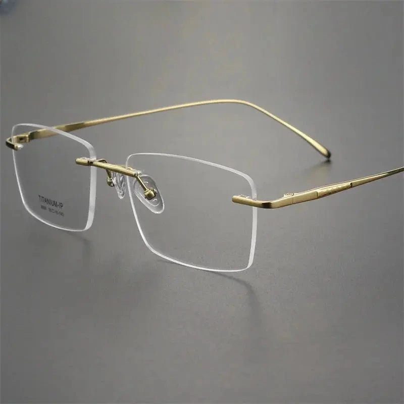 Unisex Square Rimless Titanium Prescription Glasses 409069 — view 1 | Rx Spectacle