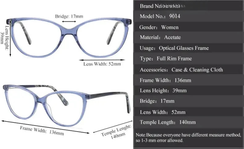 Women's Square Full Rim Acetate Prescription Glasses 319014 — view 2 | Rx Spectacle