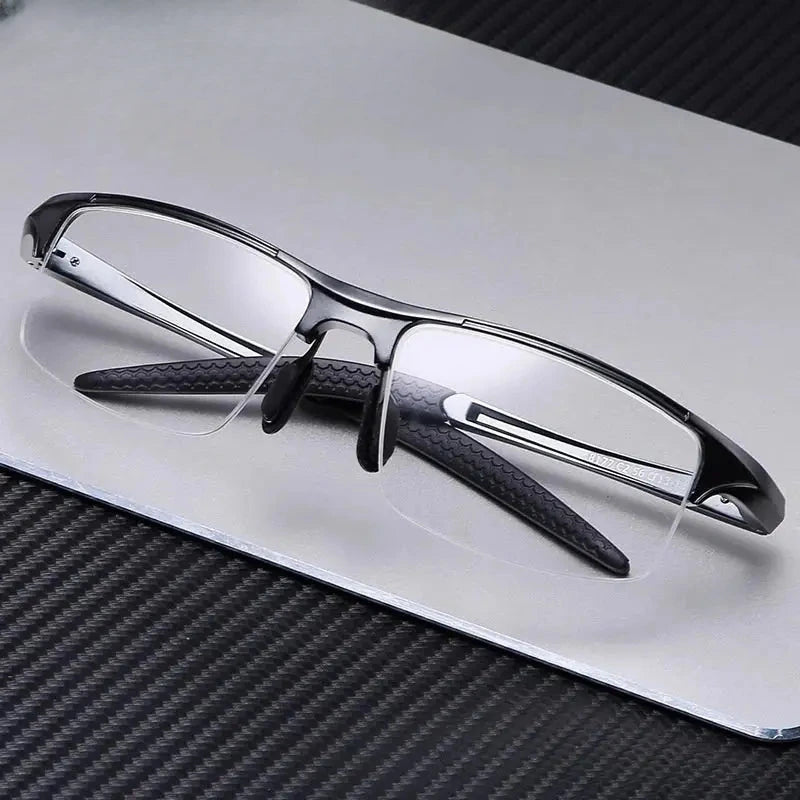 Women's Square Semi-Rimless Aluminum Sports Glasses 81772 — view 1 | Rx Spectacle