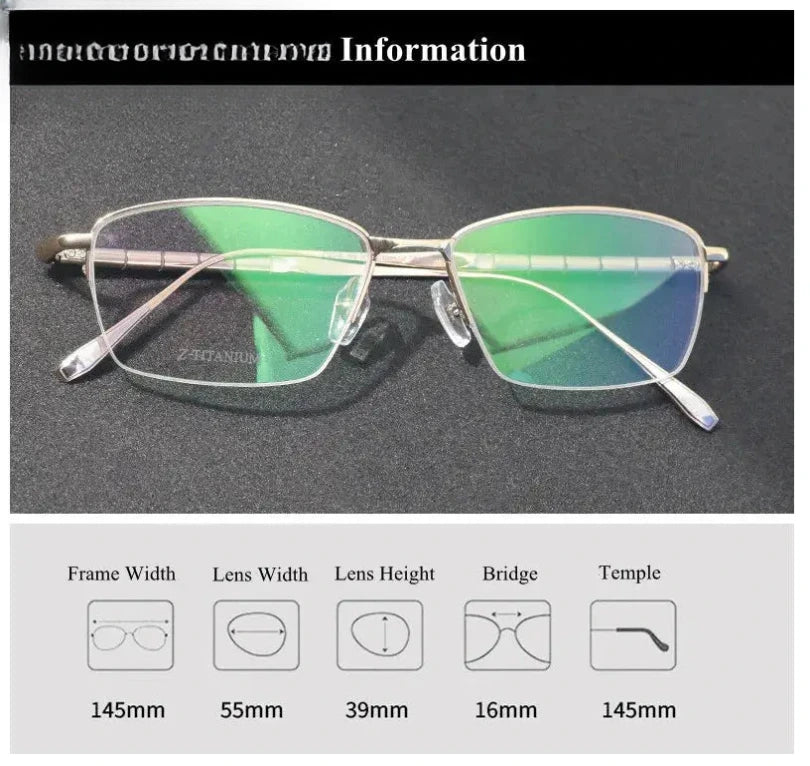 Unisex Square Semi-Rimless Titanium Reading Glasses 97028 — view 2 | Rx Spectacle