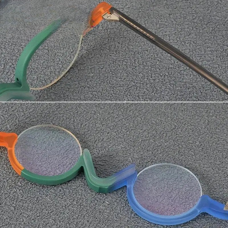 Unisex Round Semi-Rimless Acetate Prescription Glasses — view 4 | Rx Spectacle