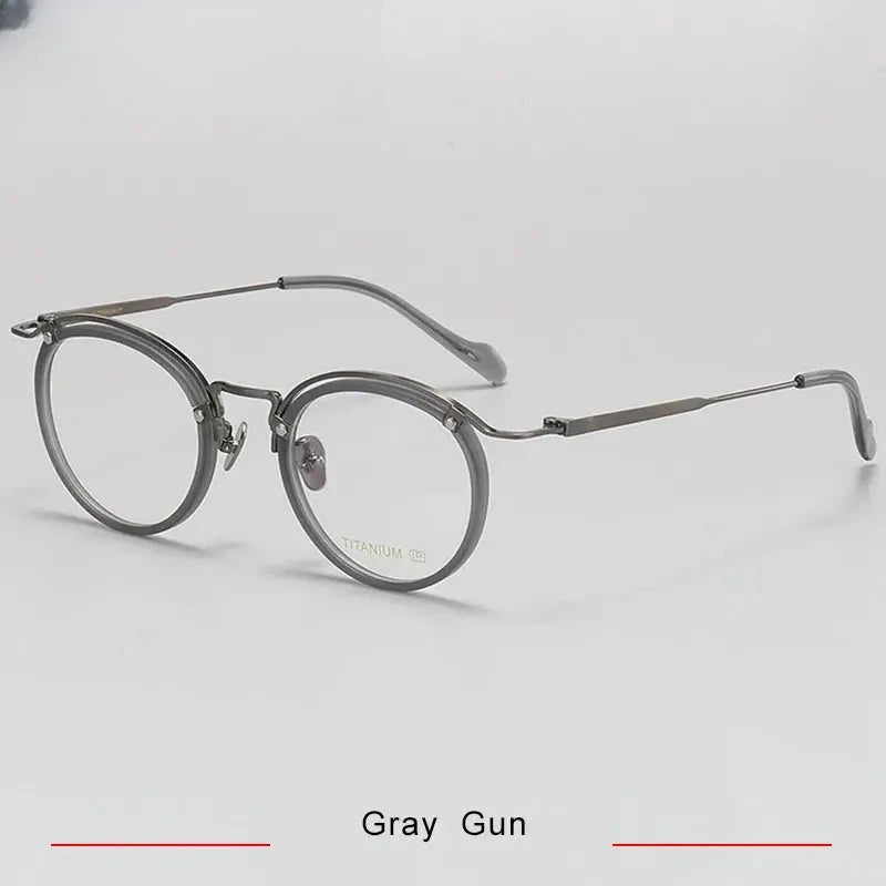 Unisex Round Full Rim Titanium Prescription Glasses 710036 — view 5 | Rx Spectacle