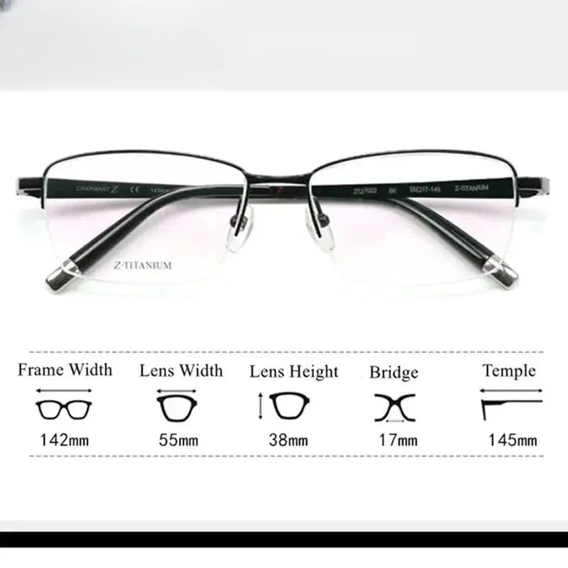Men's Square Semi-Rimless Titanium Prescription Glasses 270226 — view 2 | Rx Spectacle