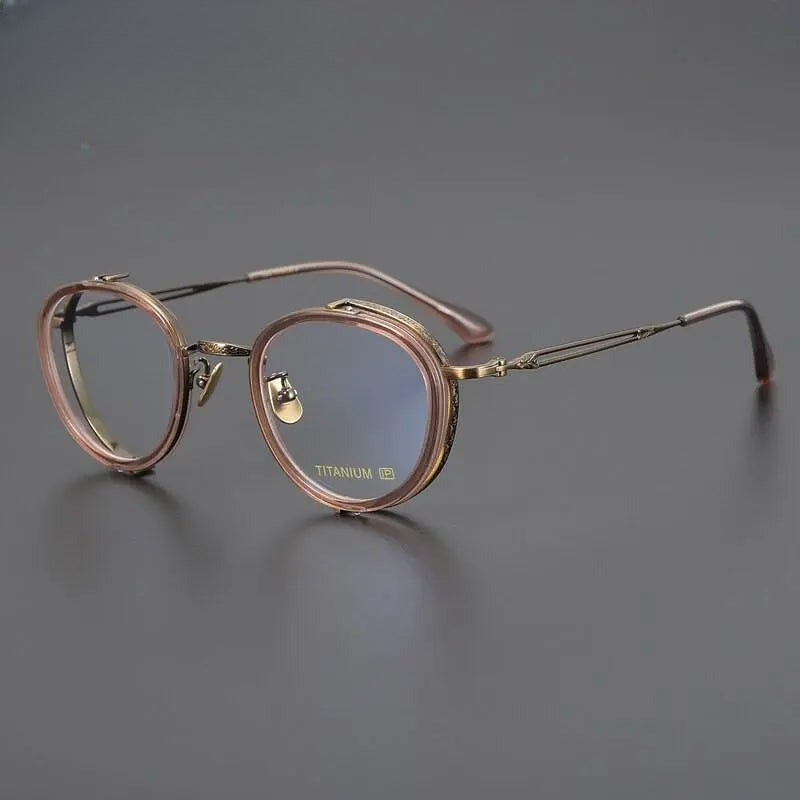 Unisex Round Full Rim Titanium Prescription Glasses Gxyj1050 — view 2 | Rx Spectacle