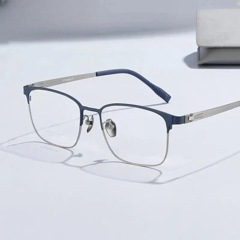 Men's Square Full Rim Titanium Prescription Glasses 771285 — view 1 | Rx Spectacle