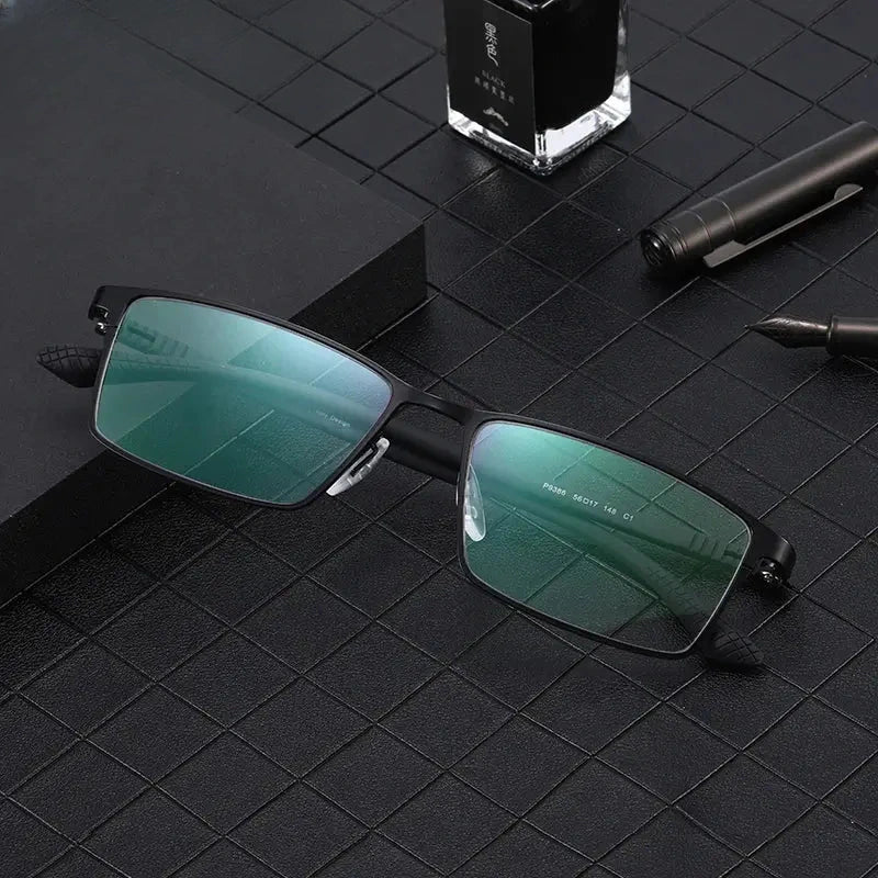 Men's Square Full Rim Titanium Prescription Glasses 779386 — view 1 | Rx Spectacle