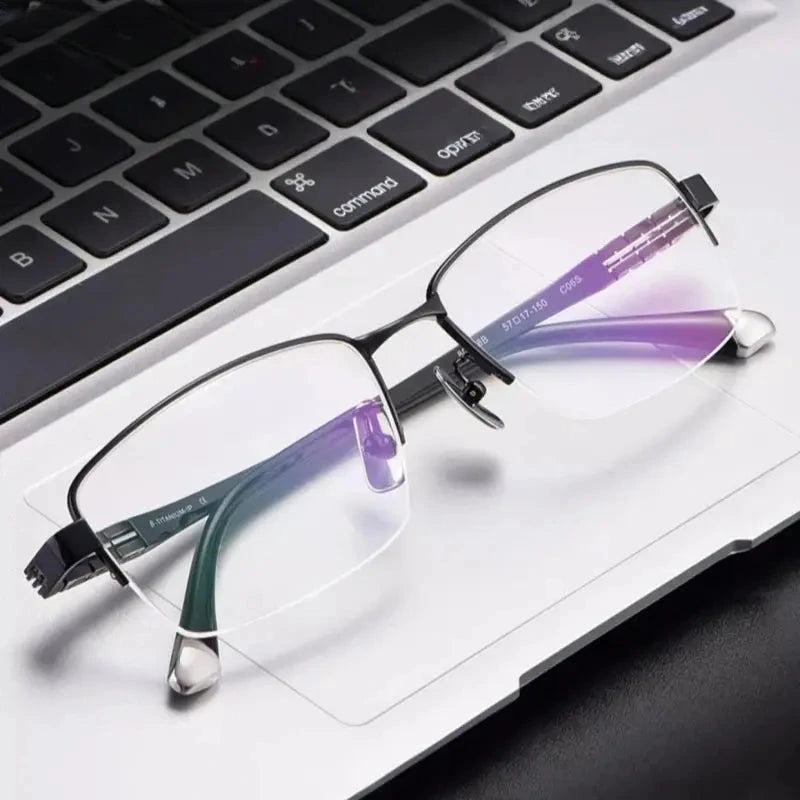 Unisex Square Semi-Rimless Titanium Prescription Glasses 880038 — view 1 | Rx Spectacle