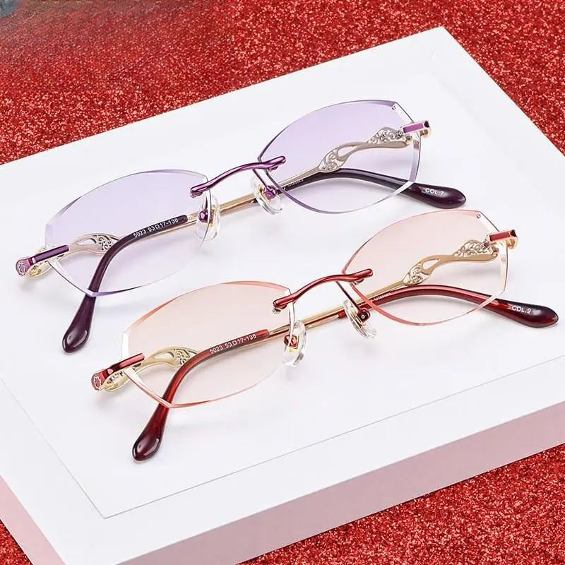 Women's Oval Rimless Titanium Prescription Glasses 5023 — view 3 | Rx Spectacle