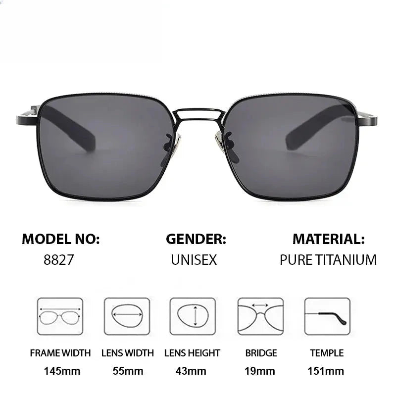 Unisex Square Full Rim Titanium Double Bridge Prescription Glasses 408827 — view 2 | Rx Spectacle