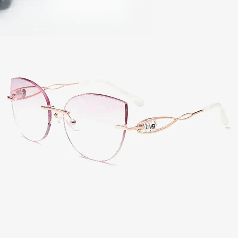 Women's Cat Eye Rimless Titanium Prescription Glasses 688022 — view 3 | Rx Spectacle