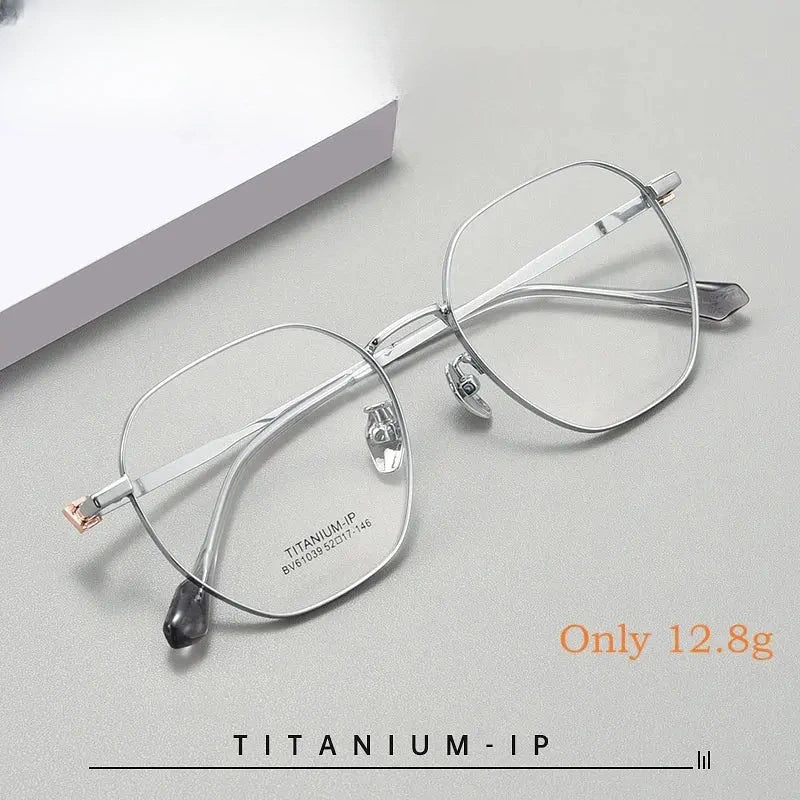 Unisex Polygon Full Rim Titanium Prescription Glasses Y61039 — view 1 | Rx Spectacle