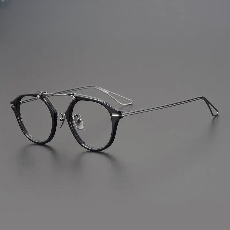 Unisex Oval Full Rim Titanium Double Bridge Prescription Glasses Gxyj925 — view 2 | Rx Spectacle
