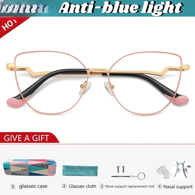 Women's Cat Eye Full Rim Stainless Steel Reading Glasses 3043 — view 7 | Rx Spectacle