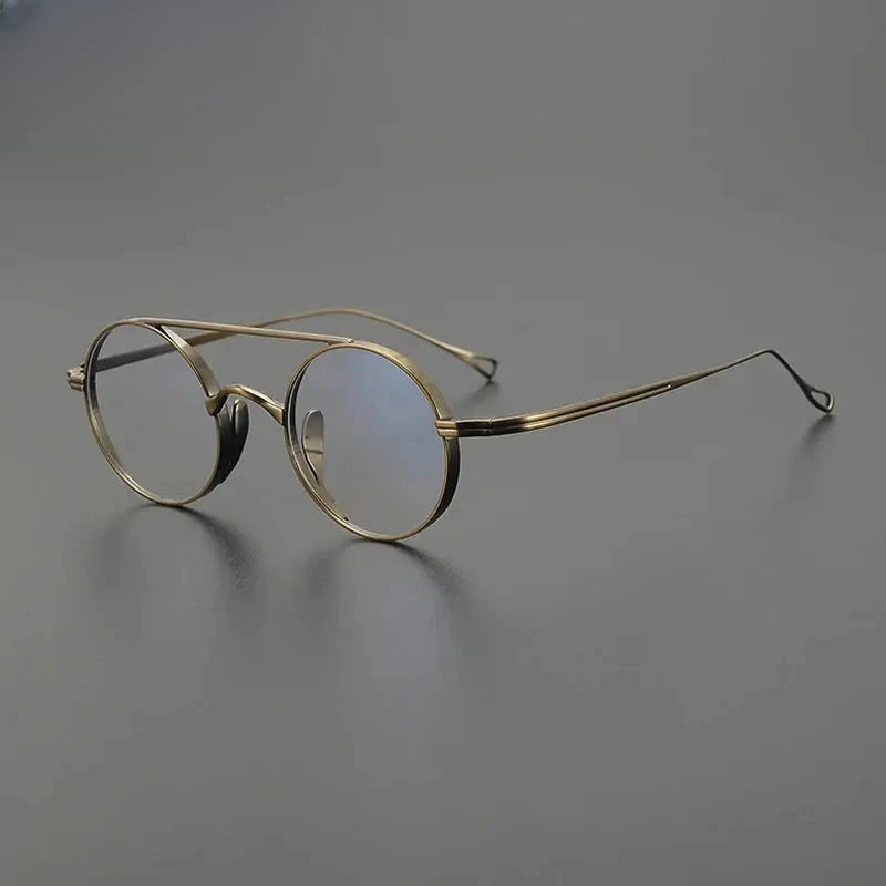 Unisex Round Full Rim Titanium Double Bridge Prescription Glasses J1473 — view 1 | Rx Spectacle