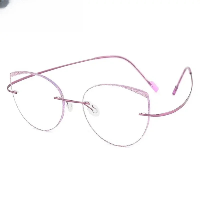 Women's Cat Eye Rimless Titanium Prescription Glasses 431814 — view 4 | Rx Spectacle