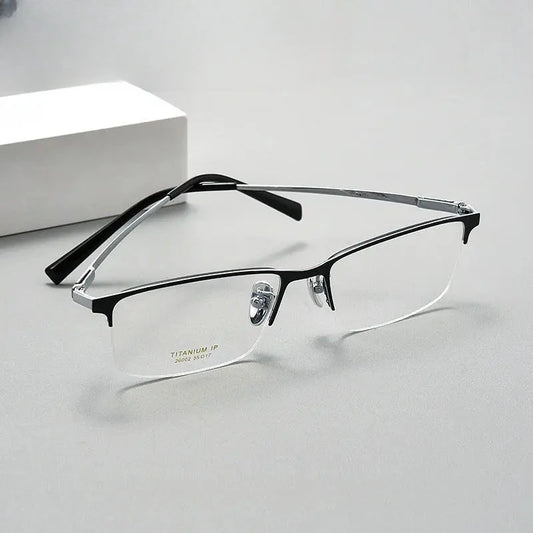 Men's Square Semi-Rimless Titanium Prescription Glasses 26002 — view 1 | Rx Spectacle