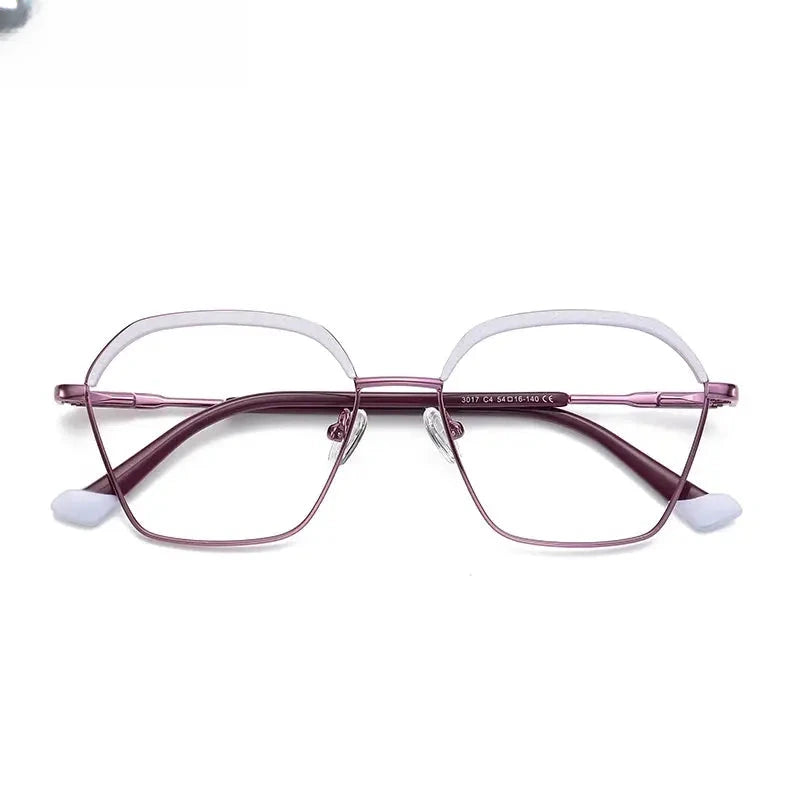 Women's Polygon Full Rim Alloy Reading Glasses 3017 — view 9 | Rx Spectacle