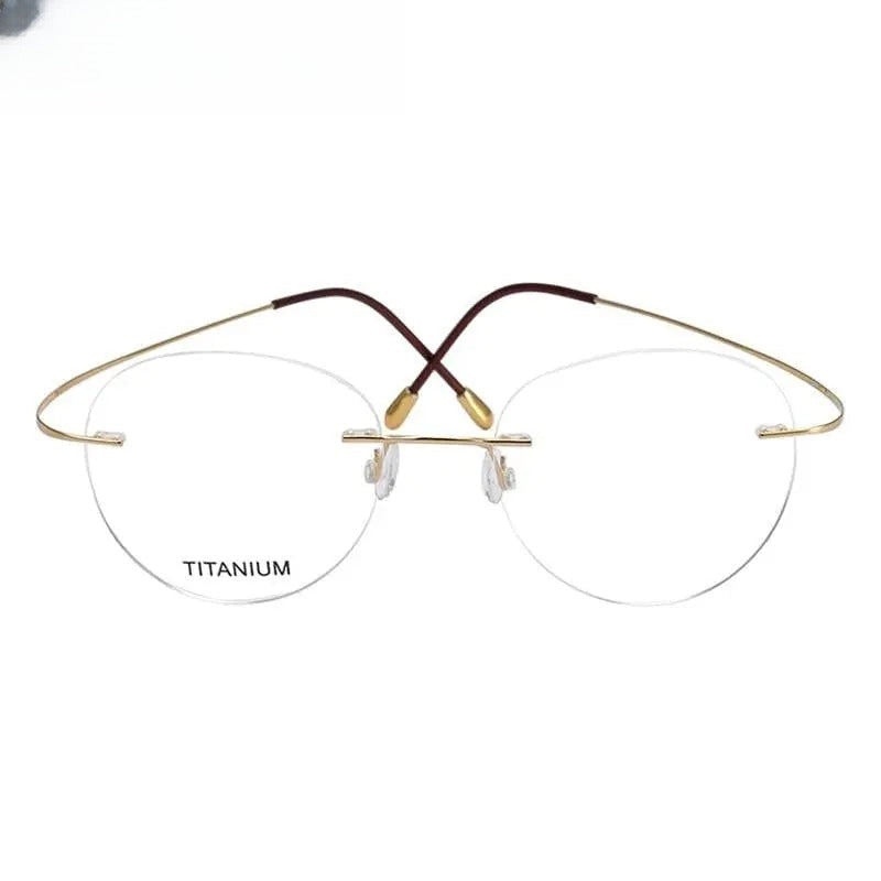 Unisex Round Rimless Titanium Prescription Glasses 16017 — view 1 | Rx Spectacle