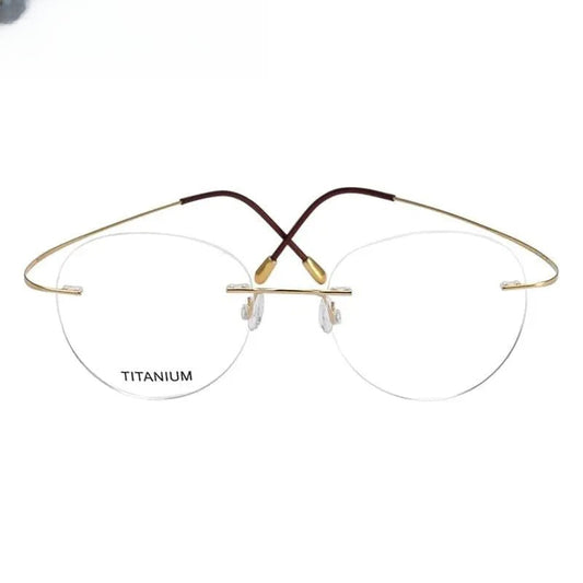 Unisex Round Rimless Titanium Prescription Glasses 16017 — view 1 | Rx Spectacle
