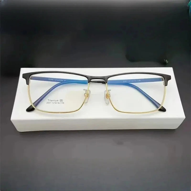 Men's Square Semi-Rimless Titanium Prescription Glasses 62001 — view 3 | Rx Spectacle
