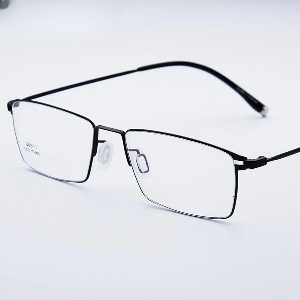 Men's Square Full Rim Titanium Prescription Glasses 6611 — view 4 | Rx Spectacle
