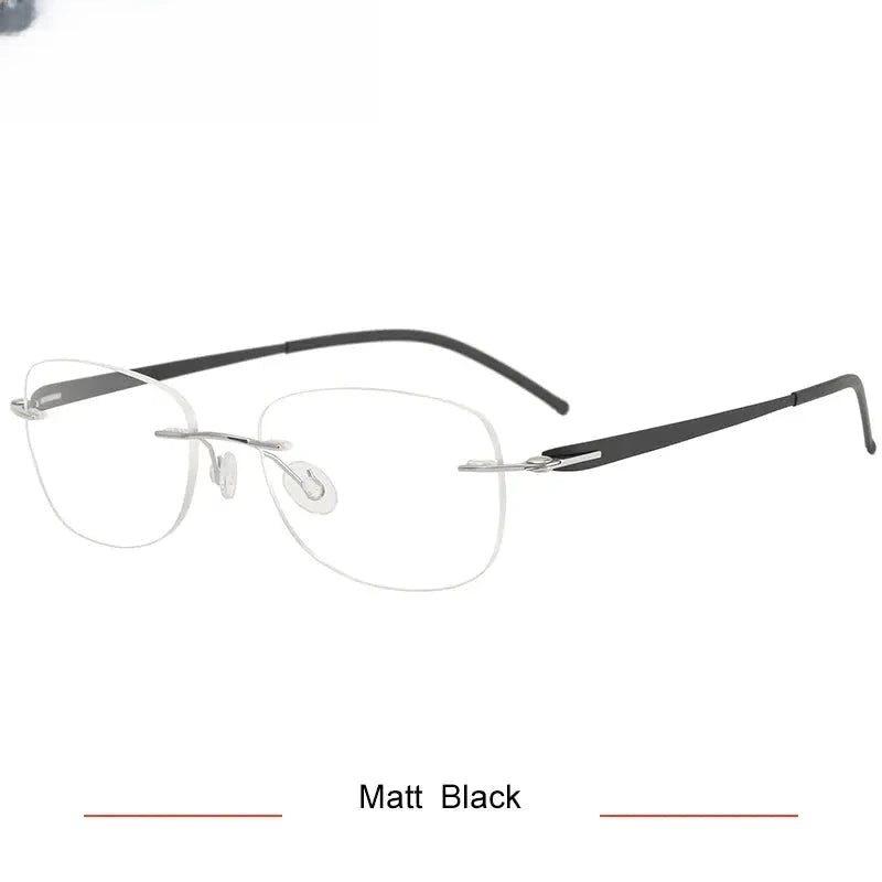 Women's Oval Rimless Titanium Flat Top Prescription Glasses 35004 — view 4 | Rx Spectacle