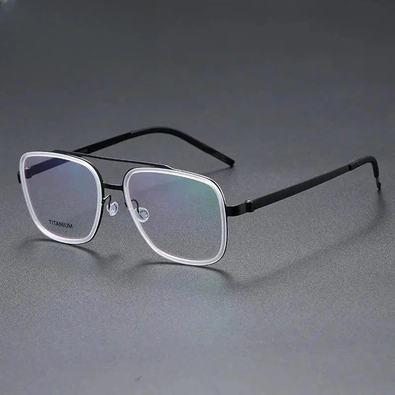 Unisex Square Full Rim Titanium Double Bridge Prescription Glasses 49911 — view 9 | Rx Spectacle