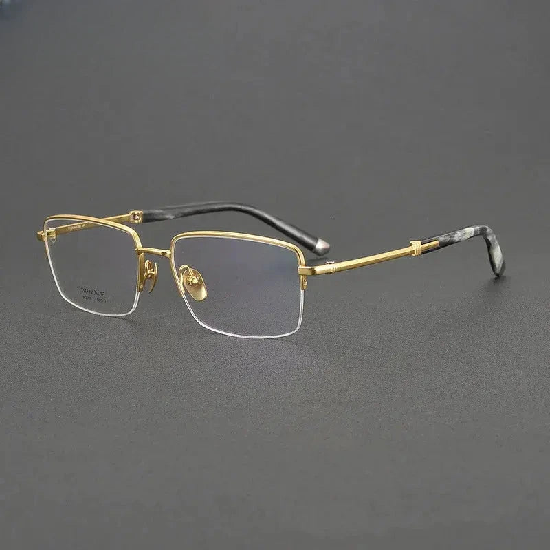 Men's Square Semi-Rimless Titanium Prescription Glasses 72369 — view 3 | Rx Spectacle