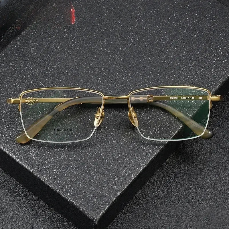Unisex Square Semi-Rimless Titanium Prescription Glasses 932370 — view 1 | Rx Spectacle